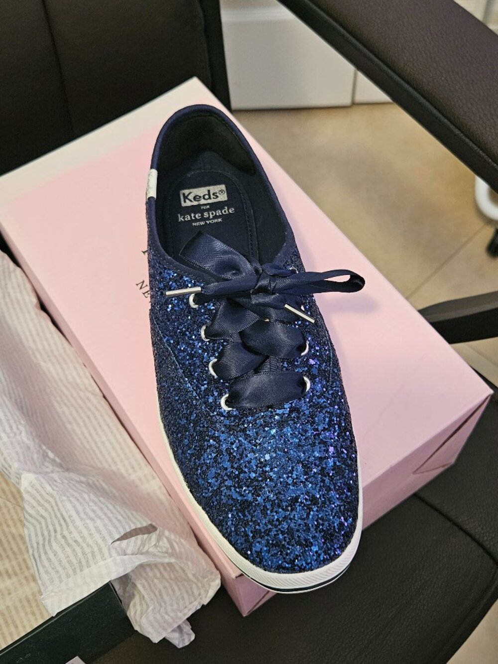 Keds - Kate Spade Womens Navy Gilitter Sneakers